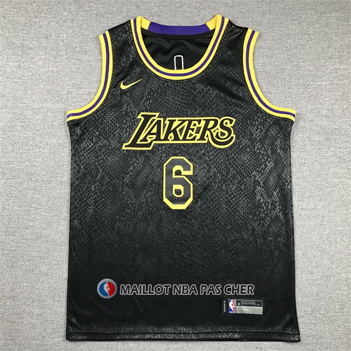 Maillot Enfant Los Angeles Lakers LeBron James NO 6 Mamba 2021-22 Noir